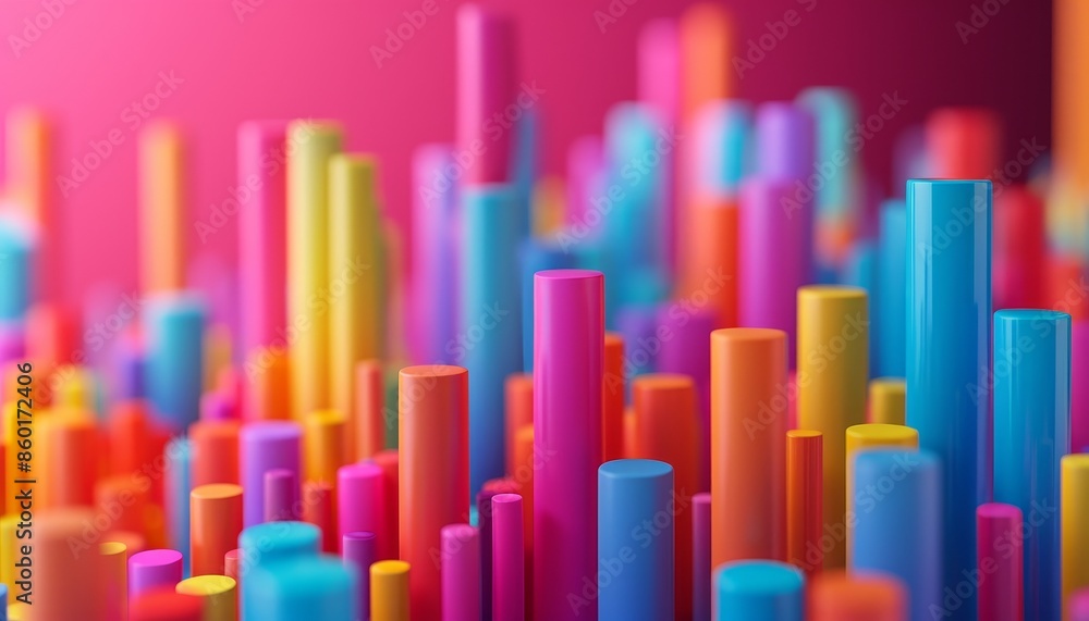 3D clay render of financial graphs, business analytics, isolated on a solid background