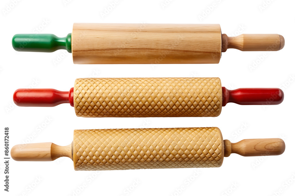 Fototapeta premium Set of Rolling pin Isolated on Transparent Background, Collection of Rolling pin 