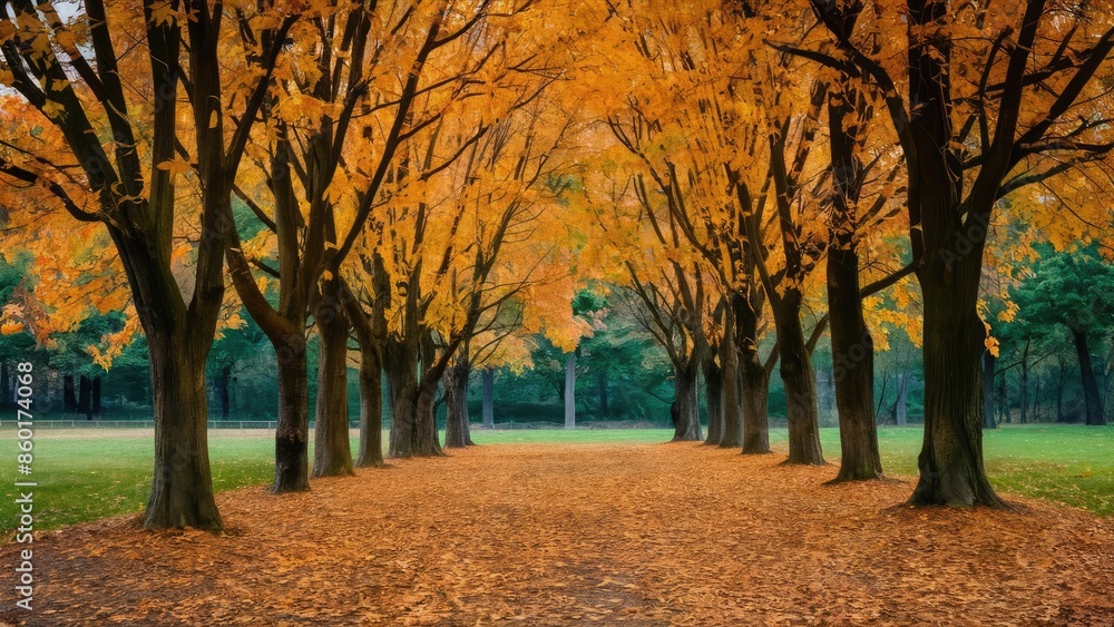 Fototapeta premium Nature’s Autumn Palette: Leaves and Forest