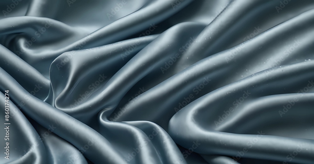 Obraz premium Delicate Texture of Classic Blue Satin Silk Fabric - A Luxurious Feel. Close up