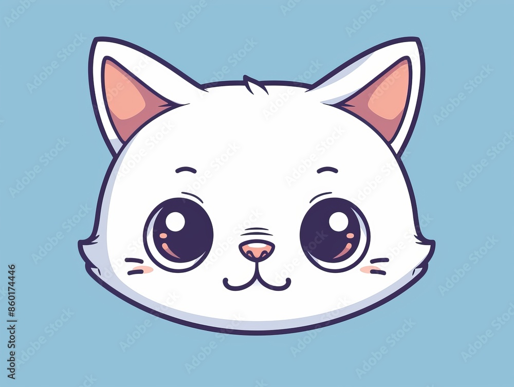 Cute Animal Face Kawaii Style T-Shirt Design - Stock Image