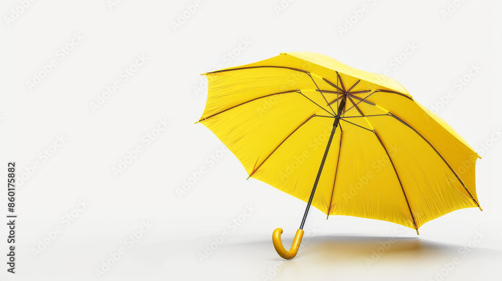 Yellow open umbrella in a white background. Yellow open umbrella in a white background.