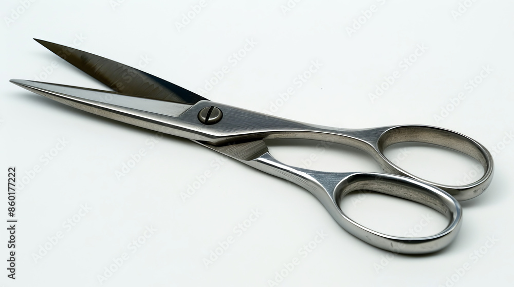 Image of a closed pair of scissors with a white background. Image of a closed pair of scissors with a white background.