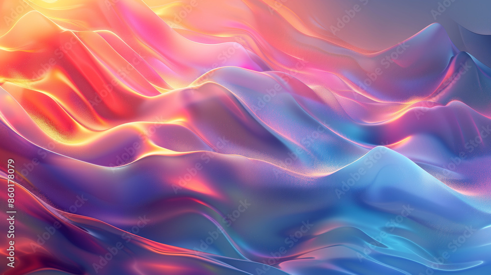 Background with abstract waves. Vibrant holographic chrome gradient. AI generative Background with abstract waves. Vibrant holographic chrome gradient. AI generative