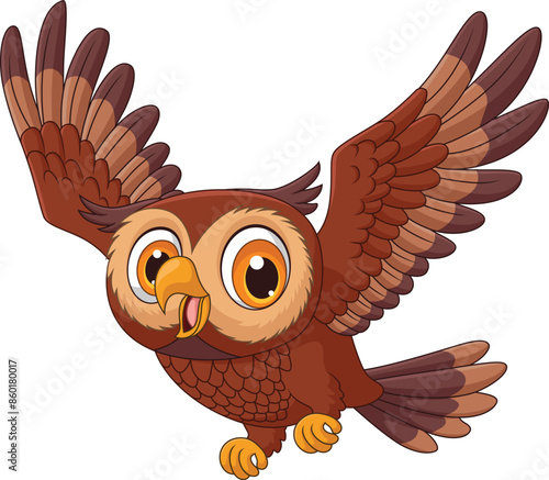 Illustration of cartoon owl flying