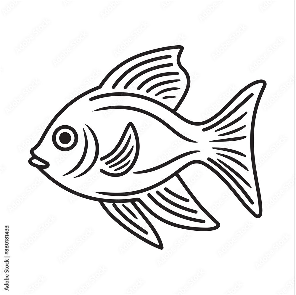 Naklejka premium fish single Line Icon Vector Design outline
