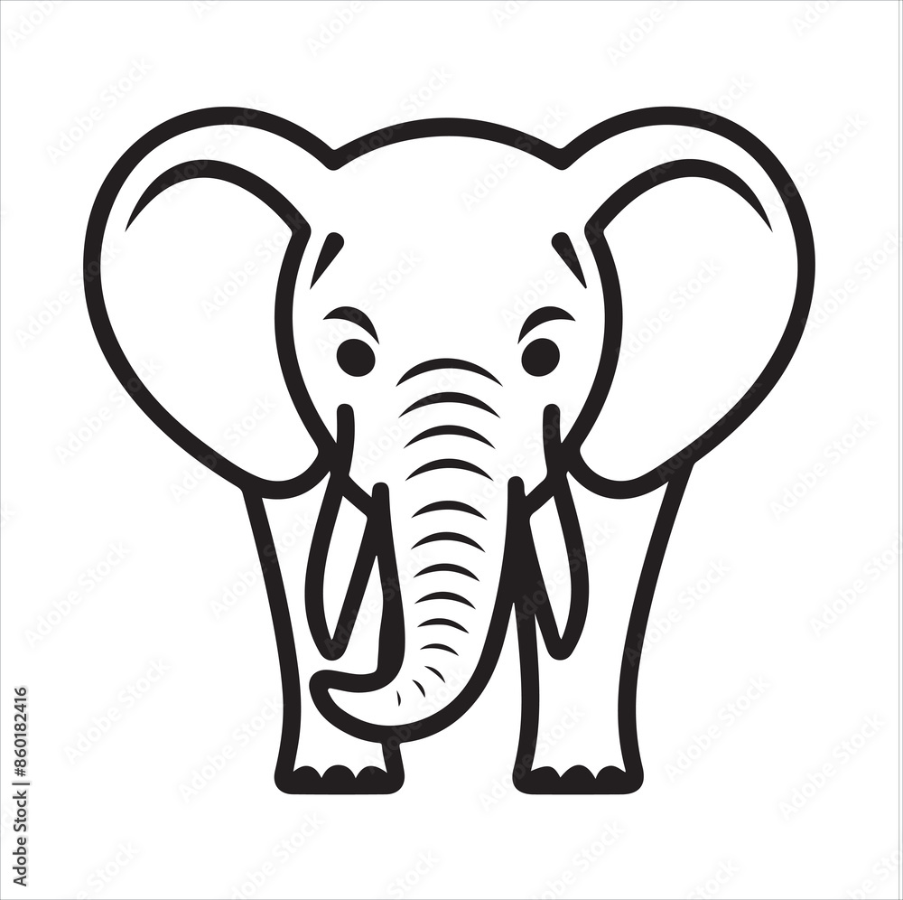 Fototapeta premium elephant single Line Icon Vector Design outline 