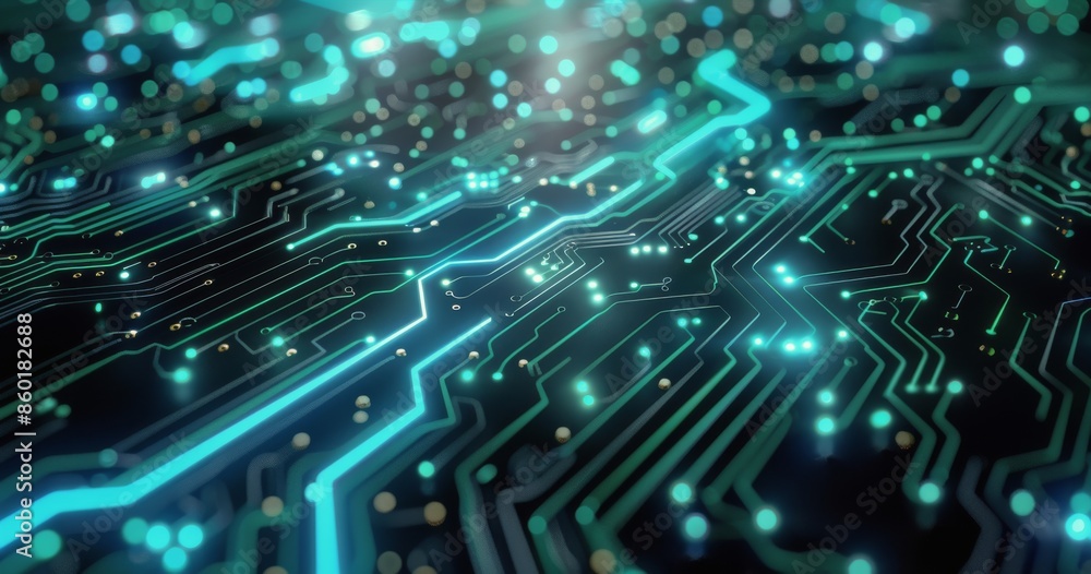 Abstract Circuit Board With Glowing Blue and Red Lights Abstract Circuit Board With Glowing Blue and Red Lights
