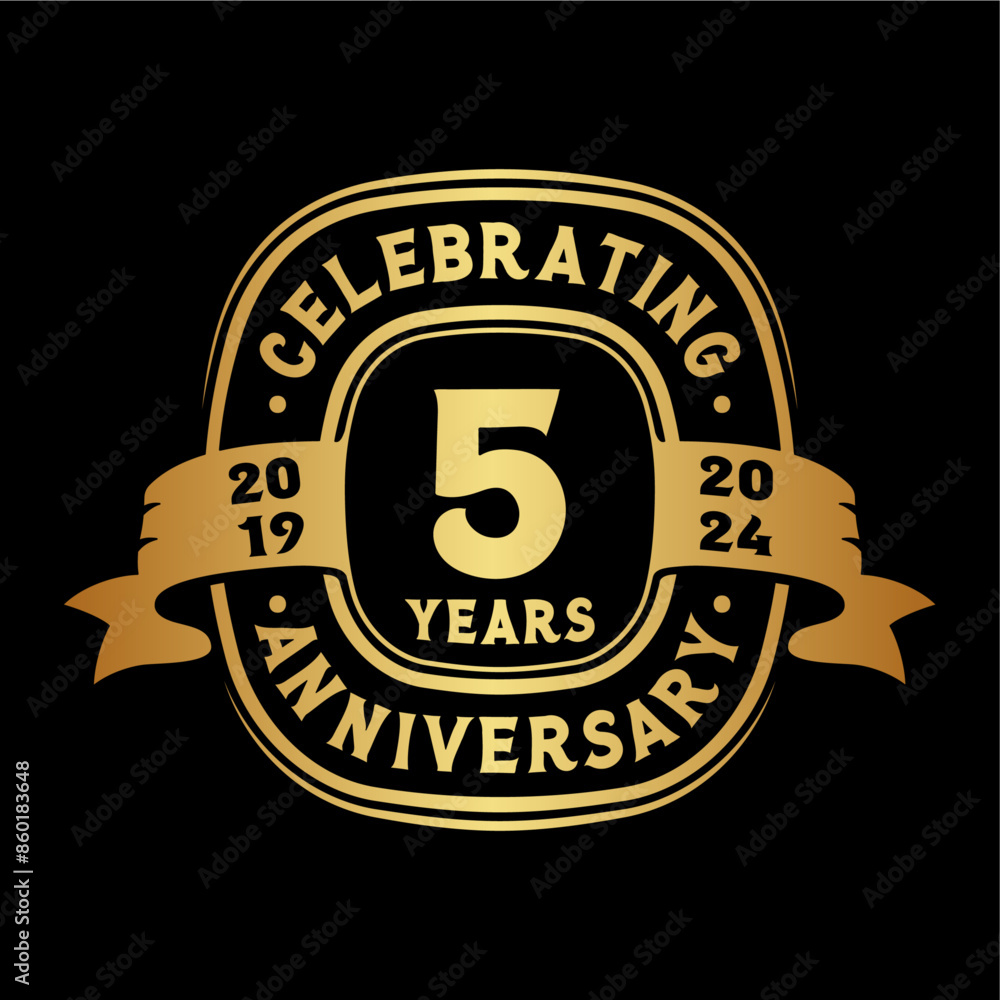 Fototapeta premium 5th Anniversary Celebration Logo Design Template. 5th Anniversary Vector and Illustration.