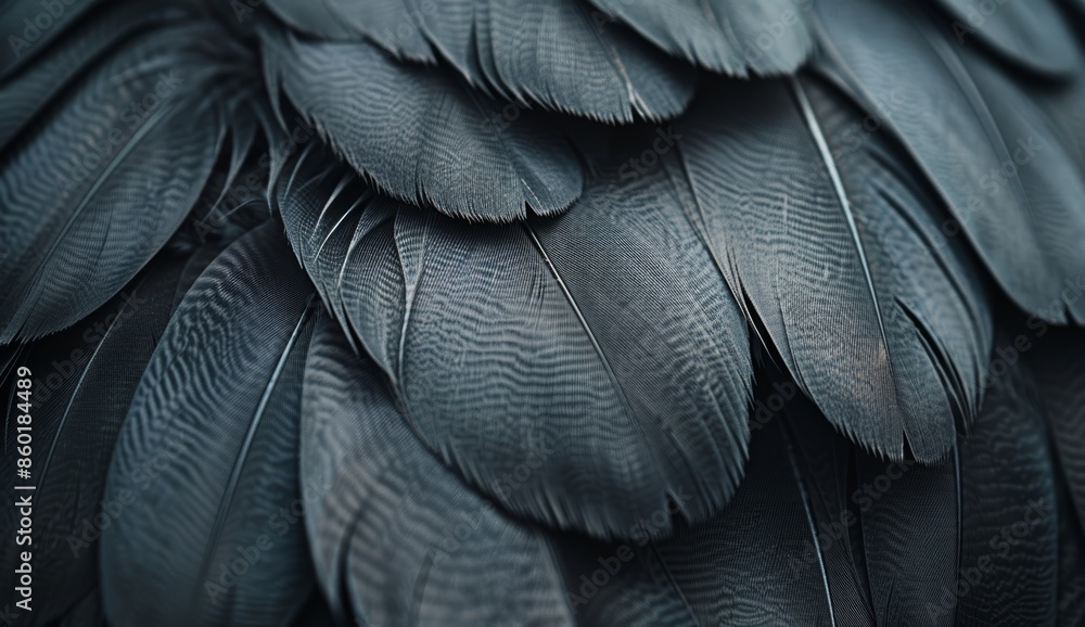 Obraz premium A macro shot of black bird feathers, showcasing their intricate textures and overlapping layers