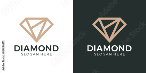 Luxurious jewelry logo design template. Diamond logo with abstract geometric line model vector graphic design. Symbol, icon, creative.