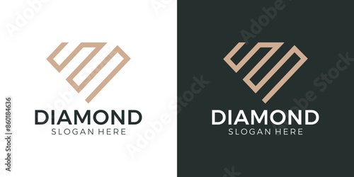 Luxurious jewelry logo design template. Diamond logo with abstract geometric line model vector graphic design. Symbol, icon, creative.