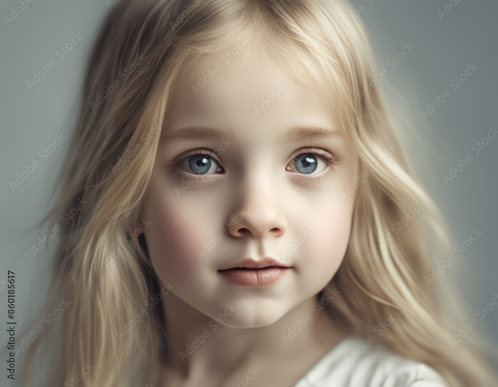 Studio portrait of a cute little girl with long blond hair Studio portrait of a cute little girl with long blond hair