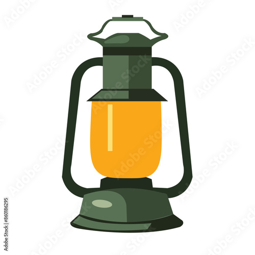 Old vintage kerosene lamp vector illustration, antique oil lamps clipart, retro outdoor camping lantern icon, bronze color kerosene lamp clip art image isolated on white background