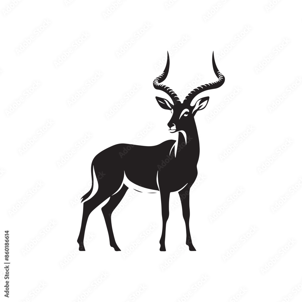 Simple antelope silhouette for digital and print - mammal silhouette
