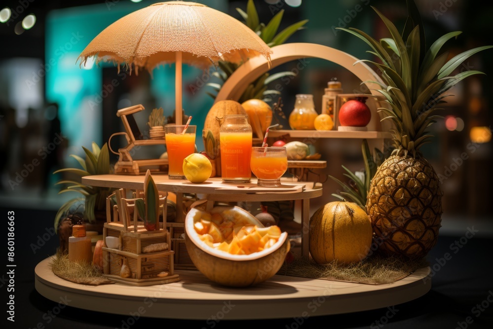 Tropical Fruit Display with Refreshing Drinks Tropical Fruit Display with Refreshing Drinks