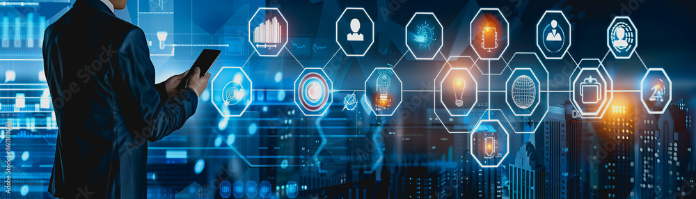 Fototapeta premium business symbol connectivity various aspects of technology and innovation, startup concepts.