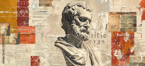 The image shows a statue of the ancient Greek philosopher, Aristotle. He is considered one of the greatest thinkers of all time and his ideas have influenced many fields of knowledge, including photo