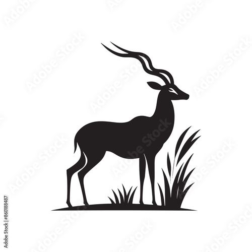 Antelope silhouette for various artistic projects - wildlife silhouette - antelope illustration - minimalistic antelope vector
