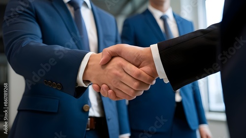 close-up of two businessman executives shaking hands © NYPIXEL