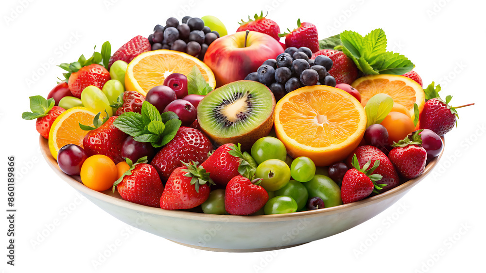 Colorful Fruit Mix in Bowl Isolated on transparent background Colorful Fruit Mix in Bowl Isolated on transparent background