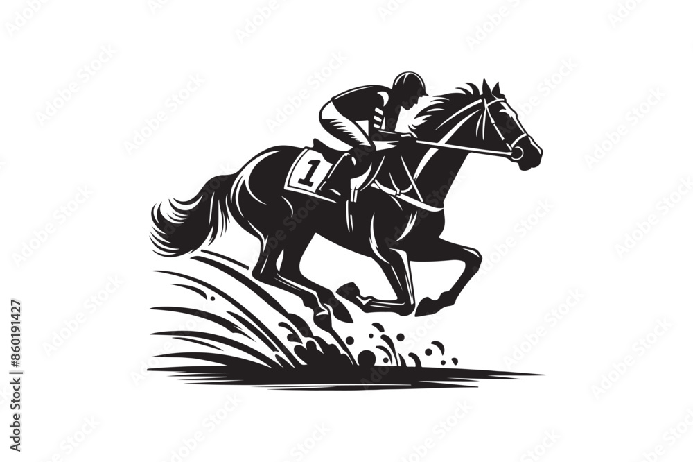 Fototapeta premium detailed horse racing silhouettes.