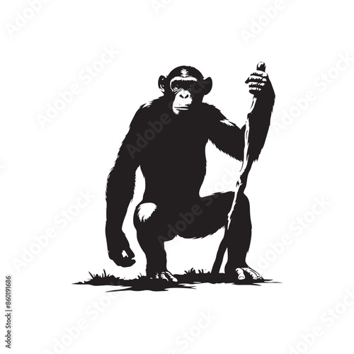 Stunning ape silhouette for digital projects - ape illustration - minimalist ape vector
 photo