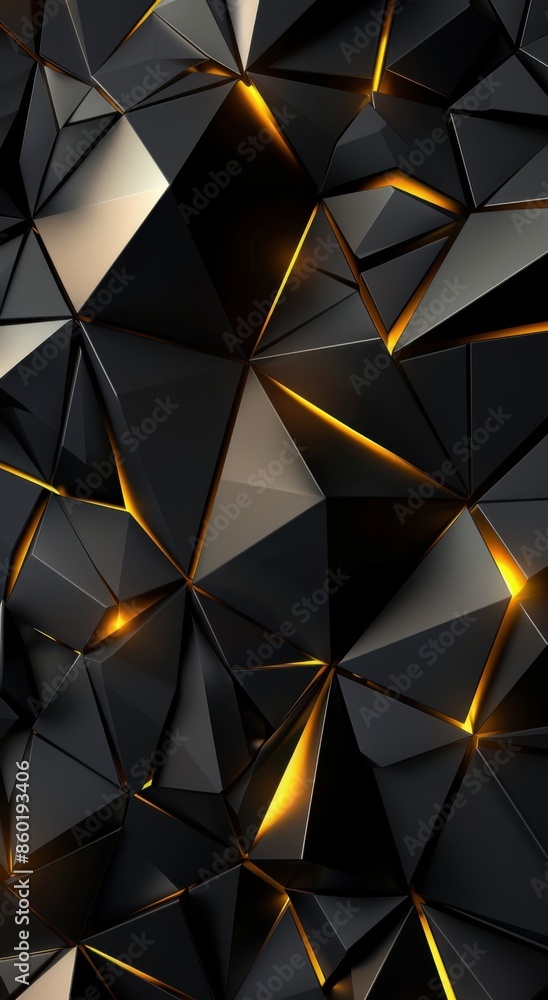Modern abstract background design with black triangles and a golden glow, in an elegant minimalist Modern abstract background design with black triangles and a golden glow, in an elegant minimalist