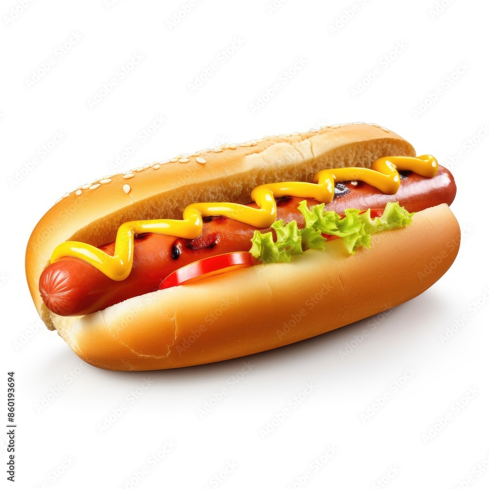 Classic Hot Dog with Mustard, Ketchup, Lettuce, and Tomato Classic Hot Dog with Mustard, Ketchup, Lettuce, and Tomato