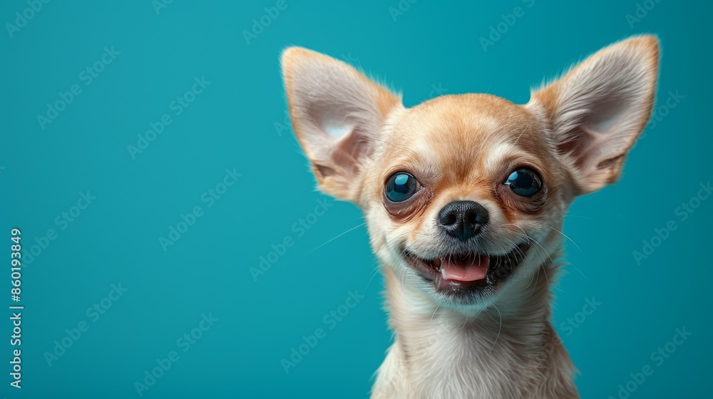 Playful cute Chihuahua. Isolated against a vibrant blue background. Playful cute Chihuahua. Isolated against a vibrant blue background.