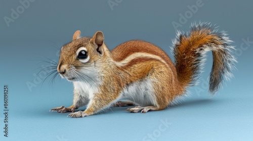 Cute Squirrel: a joyful Squirrel isolated against a vibrant blue background.