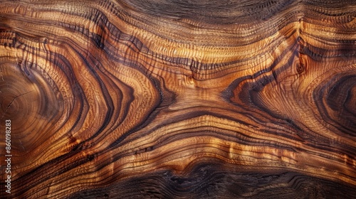 Abstract wood grain pattern with rich brown and orange tones. photo