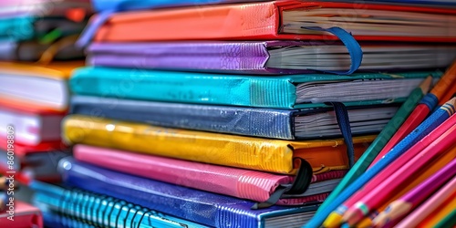 Colorful Stack of Assorted Spiral Notebooks and Journals