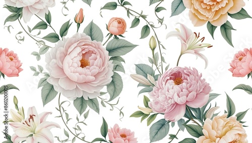 Wallpaper Mural Elegant floral pattern illustration art. Torontodigital.ca