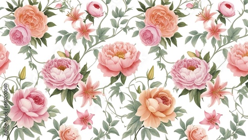 Wallpaper Mural Elegant floral pattern illustration art. Torontodigital.ca
