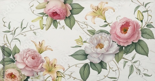 Wallpaper Mural Elegant floral pattern illustration art. Torontodigital.ca
