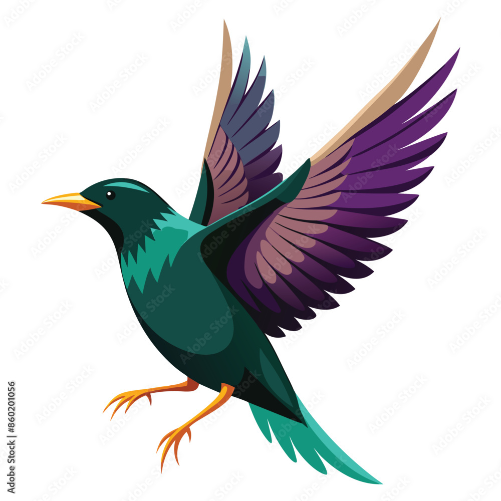 Obraz premium illustration of a European starling flying