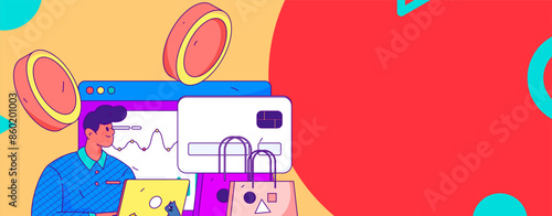 Internet financial management investment flat vector concept operation hand drawn illustration
