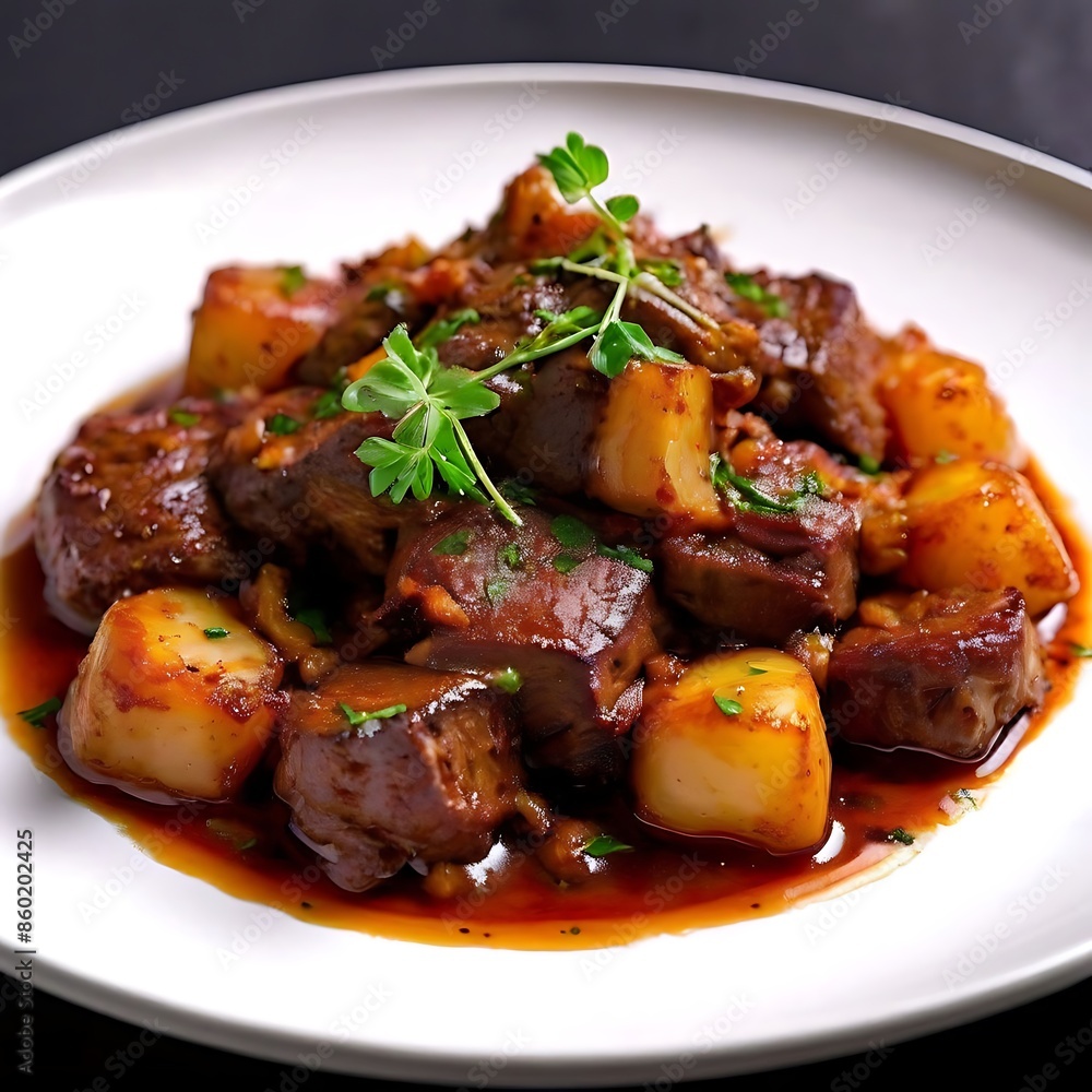 salad with meat and vegetables, Exquisite Lamb Stifado Elegance, Generative AI salad with meat and vegetables, Exquisite Lamb Stifado Elegance, Generative AI
