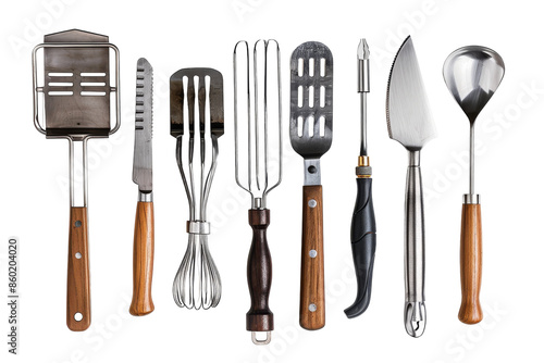 Elevate Your Grilling Game: Essential Tools for Outdoor Cooking Isolated On Transparent Background photo