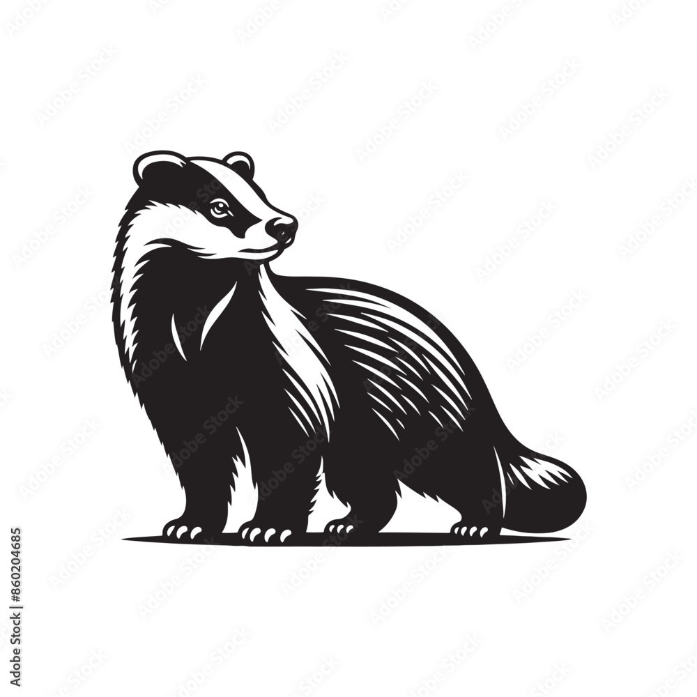 Obraz premium Simplified badger silhouette for all purposes - badger illustration - minimalist badger vector 