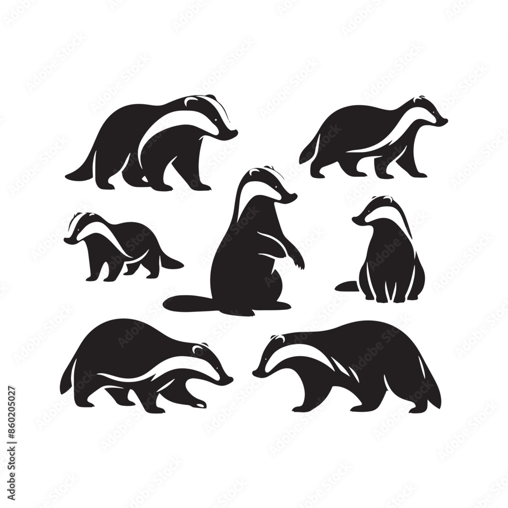 Fototapeta premium Modern badger silhouette for creative inspiration - badger black vector 