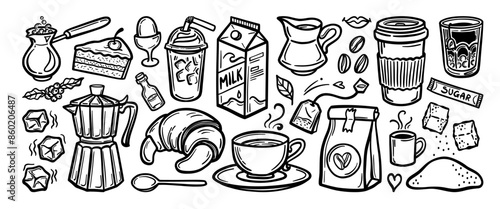 Hand drawn doodle vector set. Collection of cute hand drawn doodle.