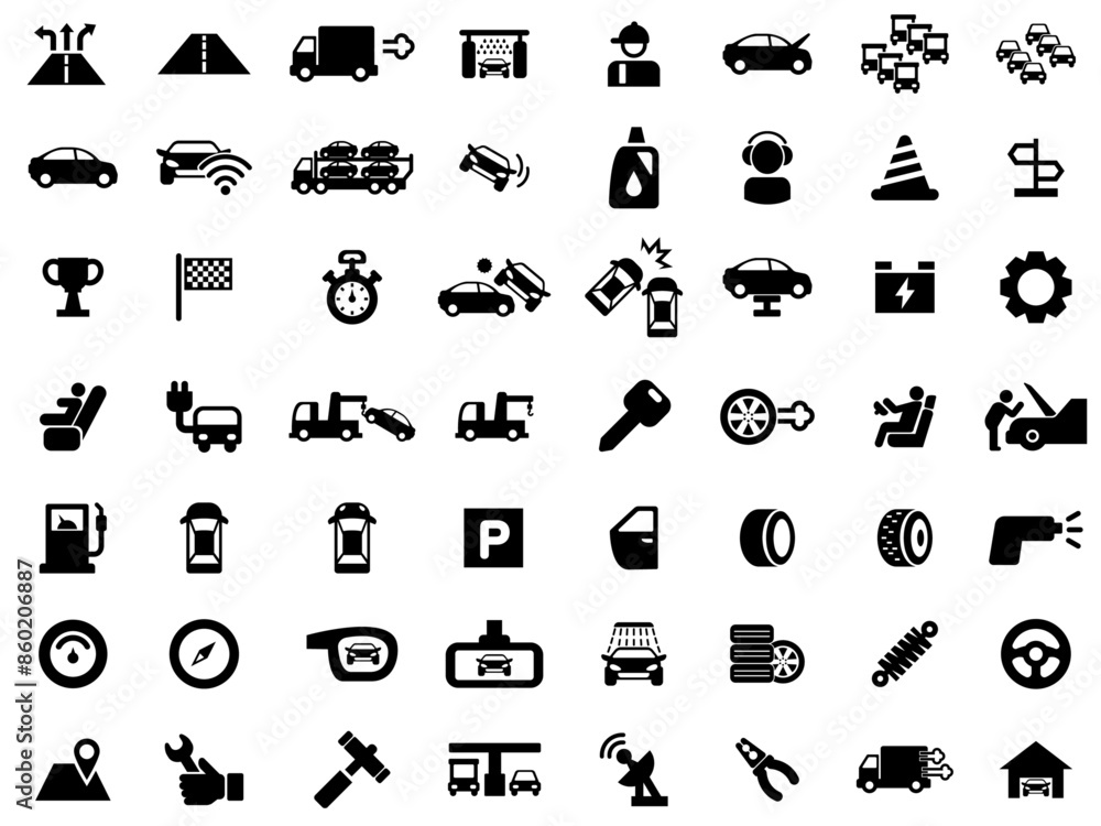 Car maintenance, refueling and repair icon collection Car maintenance, refueling and repair icon collection