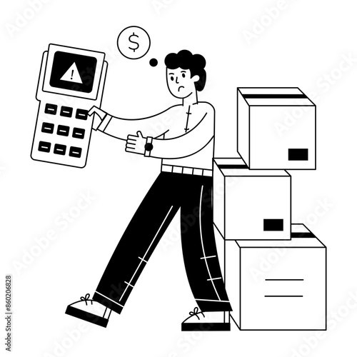 Trendy outline mini illustration of payment failed 

