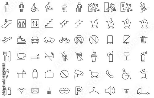 Commercial facility sign icon collection