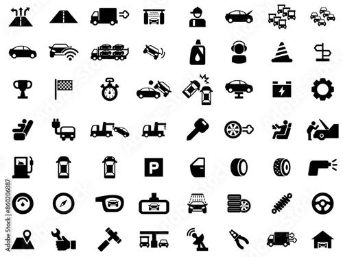 Car maintenance, refueling and repair icon collection