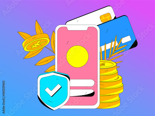 Internet financial management investment flat vector concept operation hand drawn illustration
