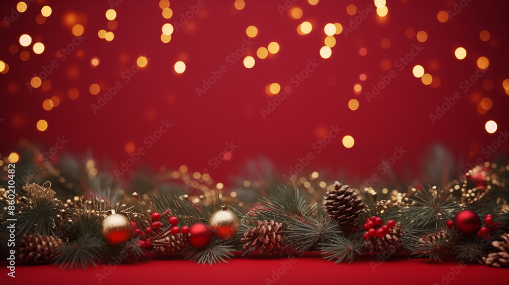Christmas background with red balls and different decorations Christmas background with red balls and different decorations