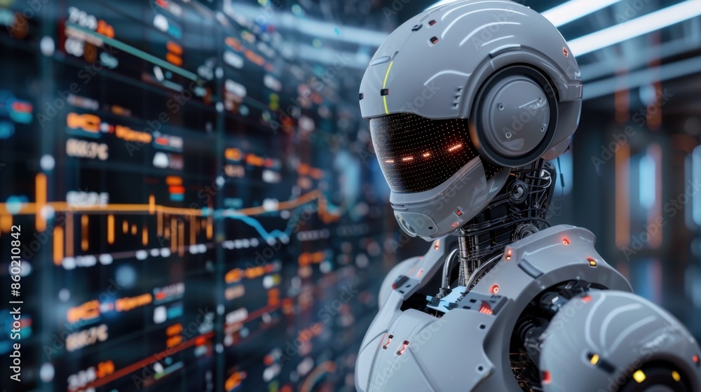 Fototapeta premium AI algorithms predict market trends, optimizing financial trading strategies.